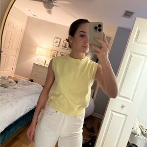 Zara Sleeveless Knit Tank Top in Pale Yellow - Women